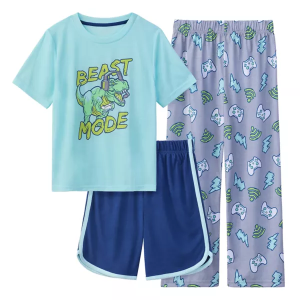 

Комплект из 3 предметов: верх и штаны пижамы для мальчиков 4-12 лет Cuddl Duds, цвет dino