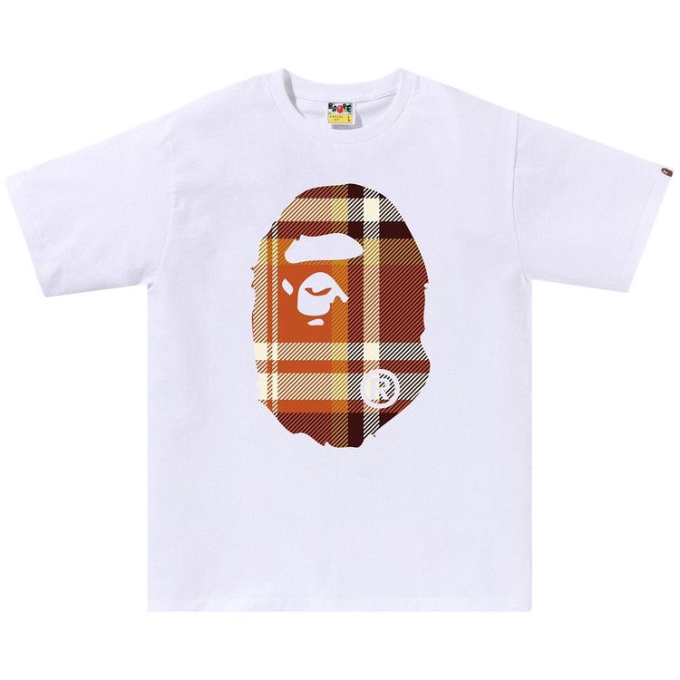 

Футболка BAPE Check Big Ape Head Tee, White