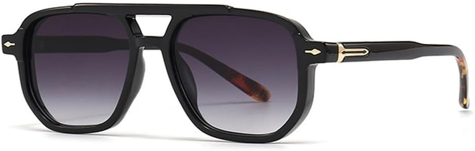 

Мужские солнцезащитные очки в стиле ретро с двойной перемычкой, модные градиентные солнцезащитные очки с защитой от УФ-излучения UV400, женские солнцезащитные очки с заклепками TKKTLLT, Black Leopard Grey