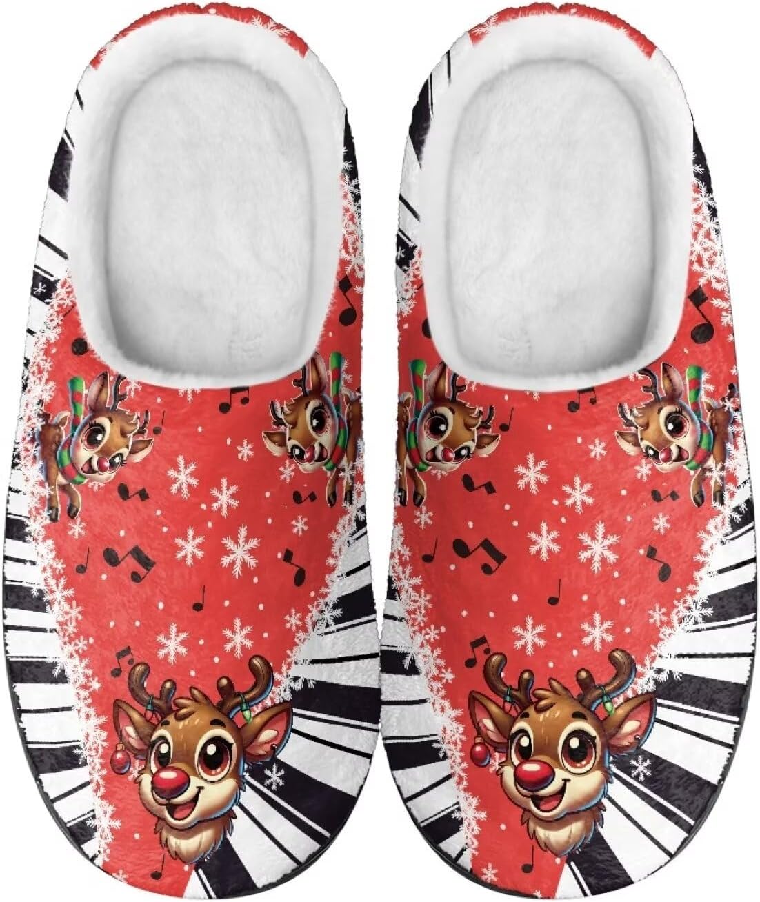 

Мужские и женские плюшевые тапочки, фланелевые теплые мягкие уютные тапочки, домашняя обувь для спальни/улицы, размеры 3-15 Zcfygdx, Christmas Cartoon Reindeer Print