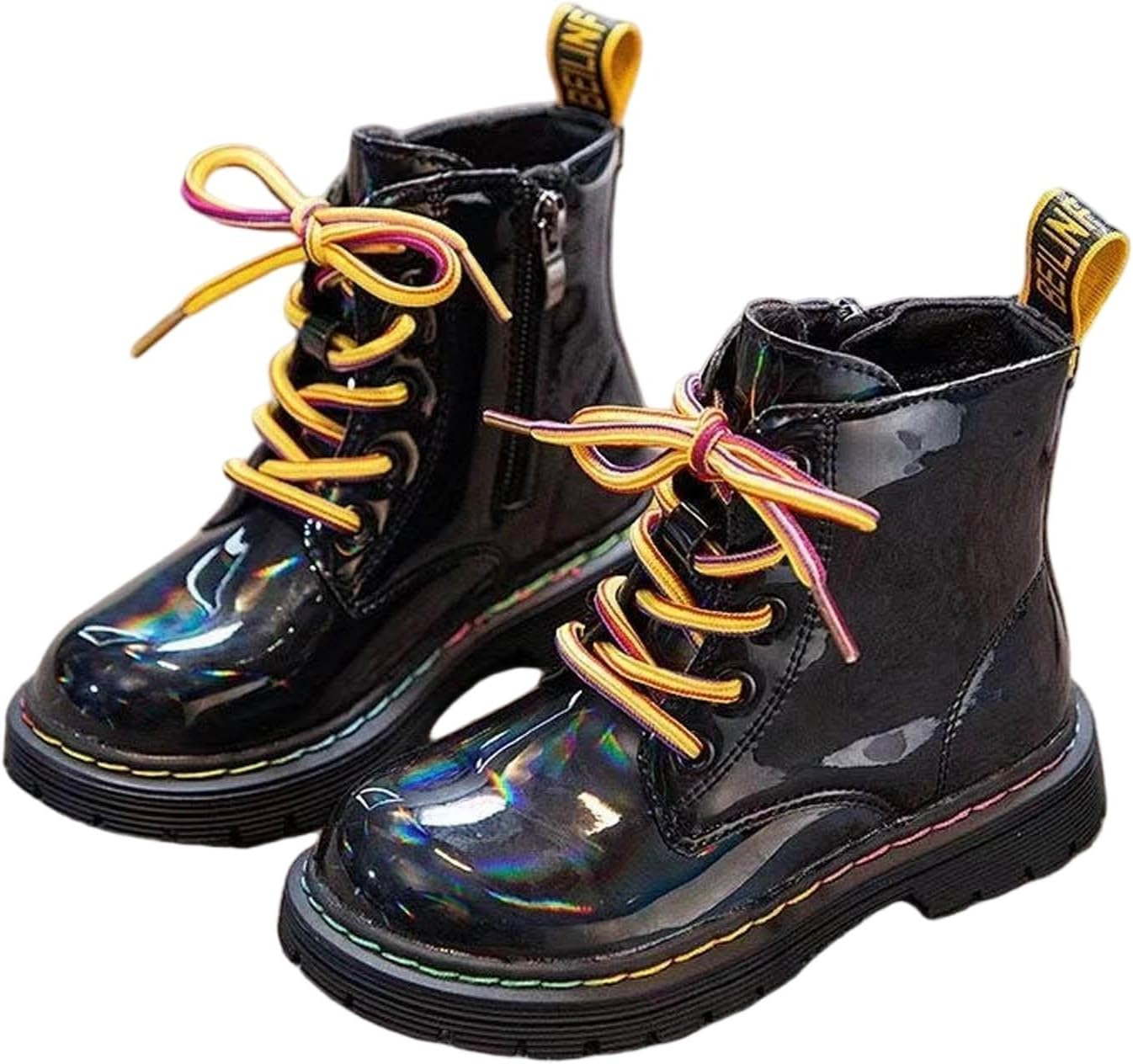 

Девочкам ботильоны на шнуровке с меховой подкладкой, боевые ботинки из искусственной кожи с боковой молнией, теплые короткие ботиночки для детей 3-11 лет Zzalalana, Pink