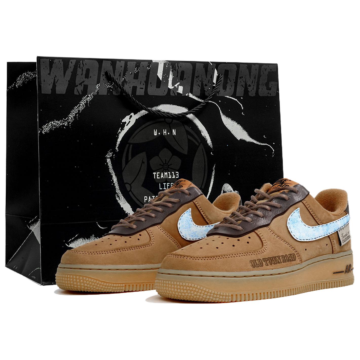 

Кроссовки Air Force 1 унисекс низкие синие Nike, синий/коричневый