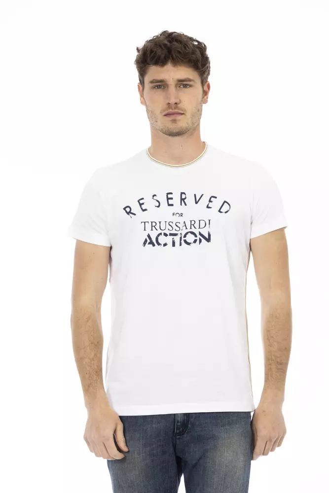 

Белая хлопковая мужская футболка Trussardi
