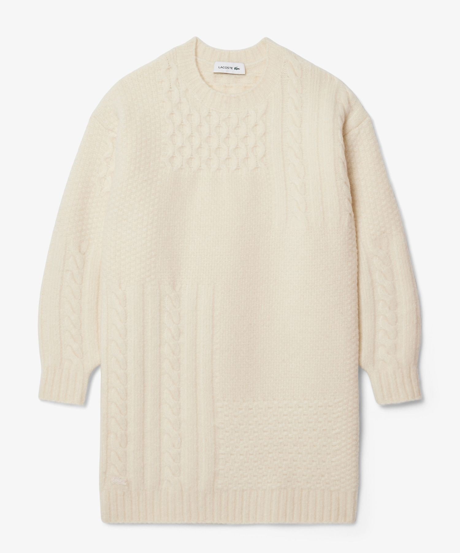 Платье-свитер LACOSTE Off white с эффектом пэчворка — фото 4