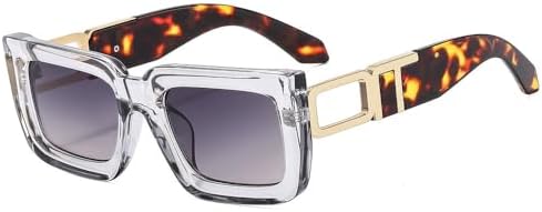 

Модные квадратные солнцезащитные очки для женщин и мужчин в стиле ретро с двухцветной оправой, трендовые солнцезащитные очки с защитой от УФ-излучения UV400 MTZJH, Grey Grey