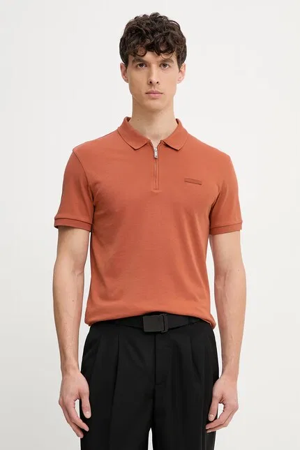 Поло хлопок Calvin Klein, коричневый