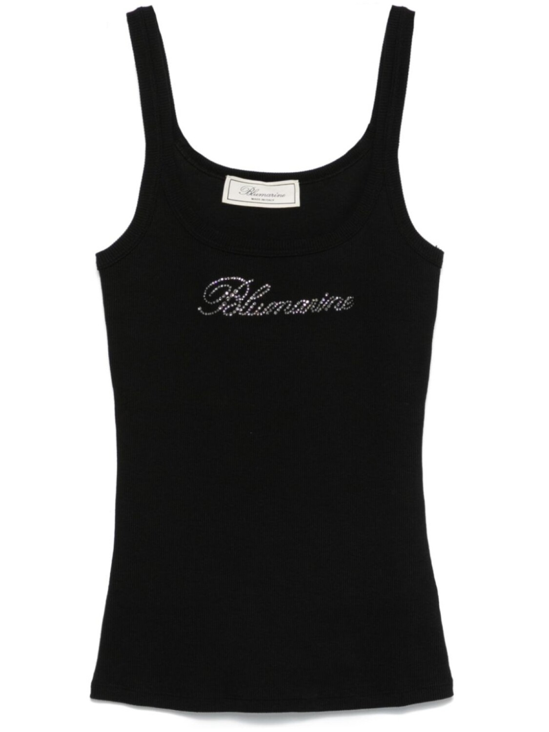 

Blumarine топ с логотипом из страз, черный