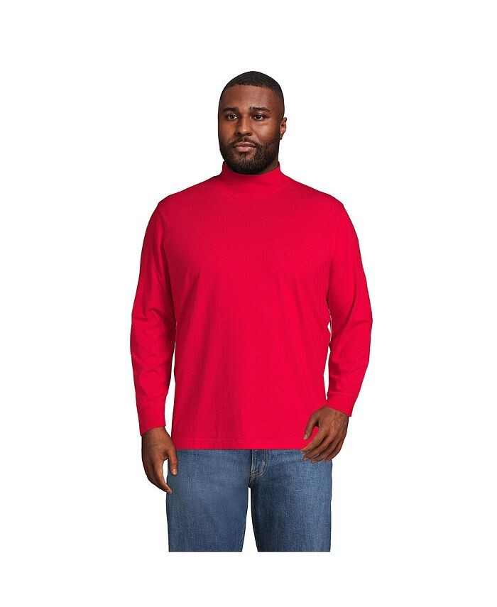 

Мужской большой & Футболка с воротником-стойкой Super-T Tall Lands' End, цвет Rich red