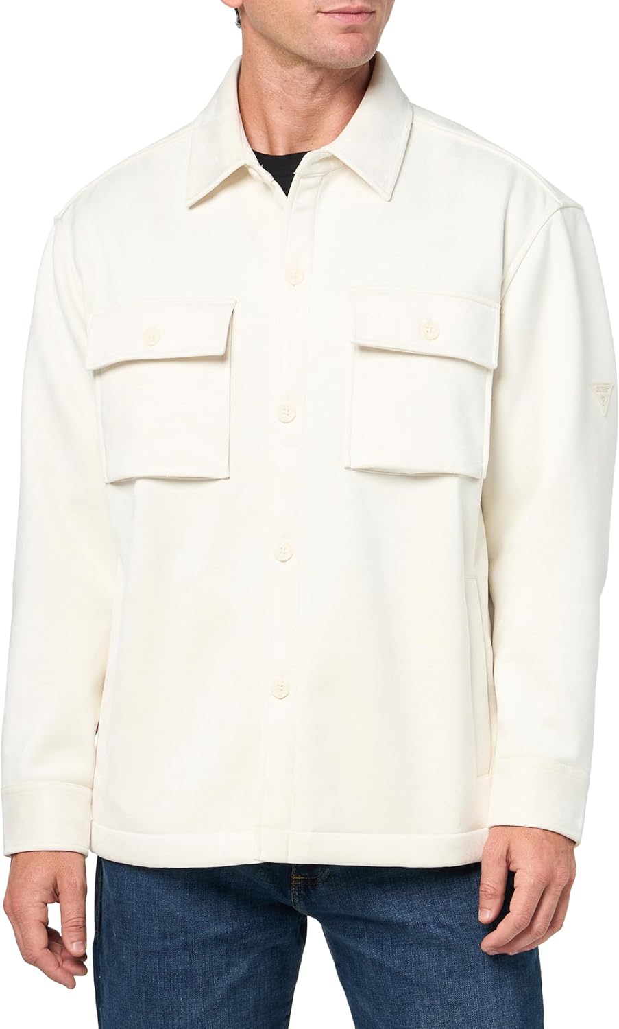 

GUESS мужская длинная рубашка Miles из искусственной замши, Vanilla Cream