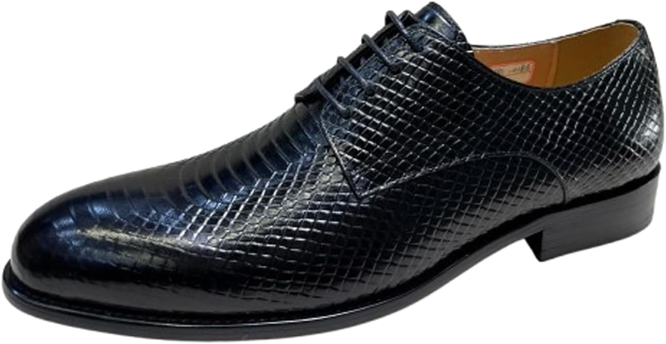 

Мужские текстурированные оксфорды Santimon - классические деловые кожаные туфли на шнуровке, с рисунком под зминую кожу, для свадьбы и офиса, черный