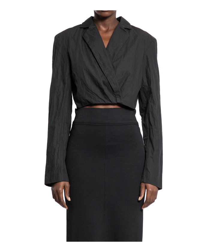 

Черная хлопковая куртка с металлическим эффектом Thom Krom, черный