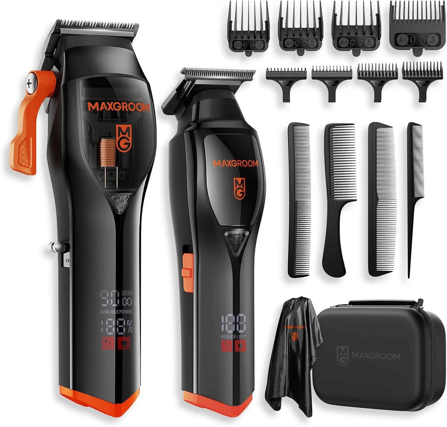 Профессиональный набор машинок для стрижки волос MAXGROOM с магнитным мотором 9000 об/мин Maxgroom, Black