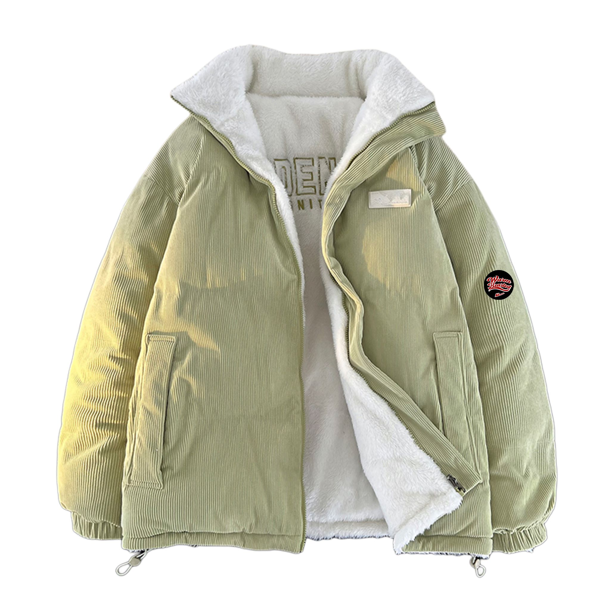 

Пуховик Unisex Stand Collar с подкладкой из флиса WARRIOR, mustard зеленый (sherpa lining reversible diy badge)