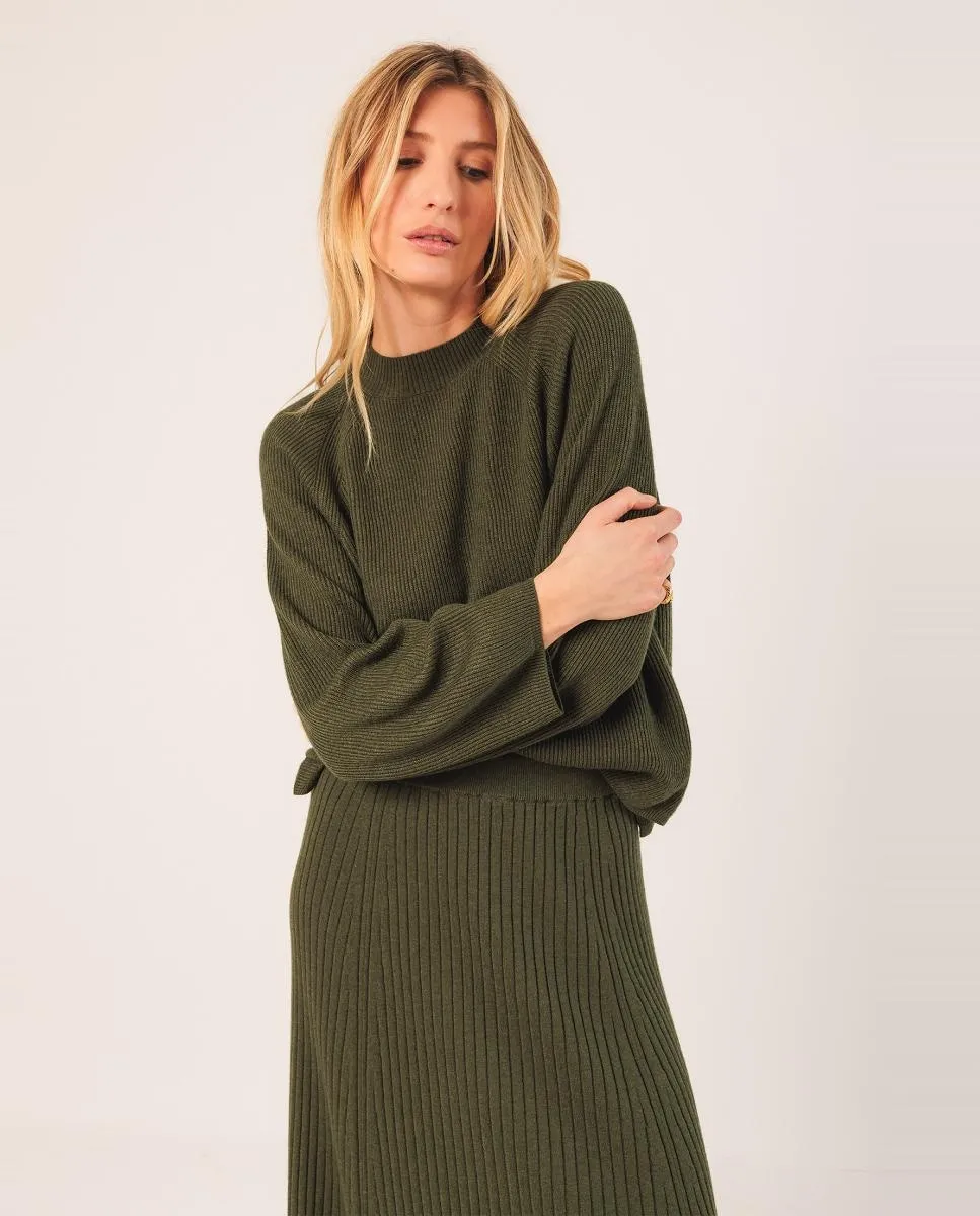 

Женский джемпер с длинным рукавом и воротником Перкинс Indi & Cold, хаки