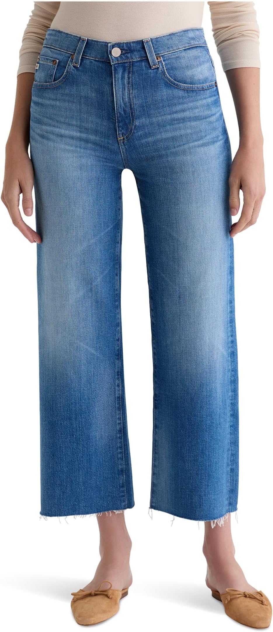 

Джинсы AG Jeans Saige Mid Rise Wide Leg Crop In 13 Years Allure, цвет 13 Years Allure