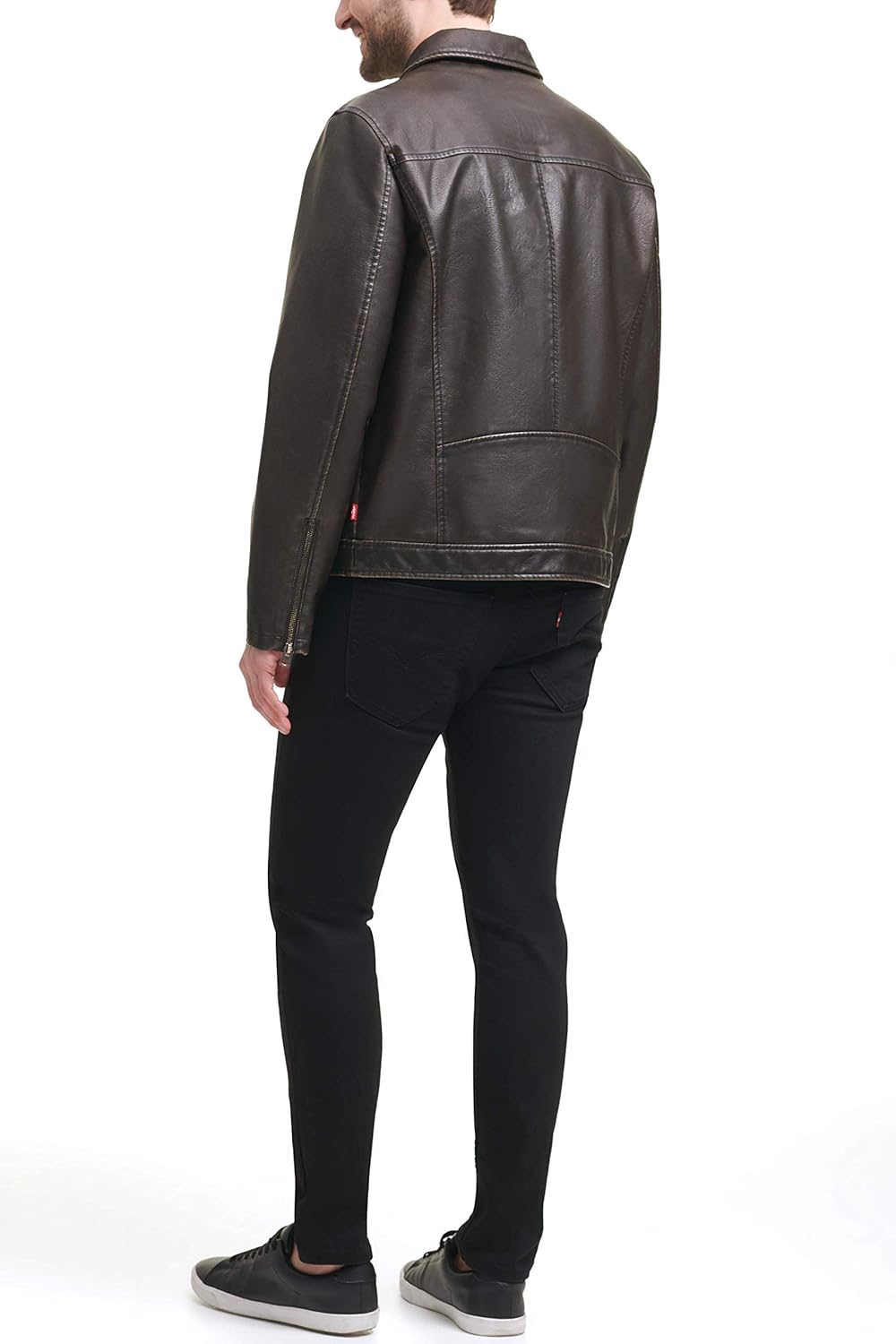 Мужская куртка-гонщица Levi's из искусственной кожи с отложным воротником, Dark Brown — фото 2