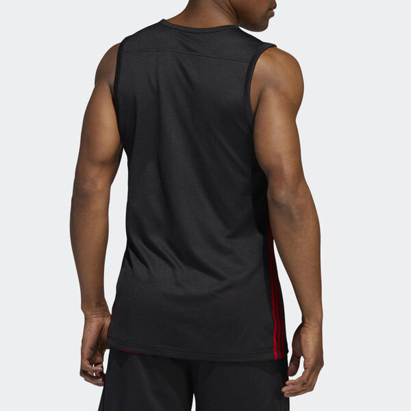 Майка adidas Basketball Training Casual Breathable Knitted Vest Men Black/Red, черный — фото 4
