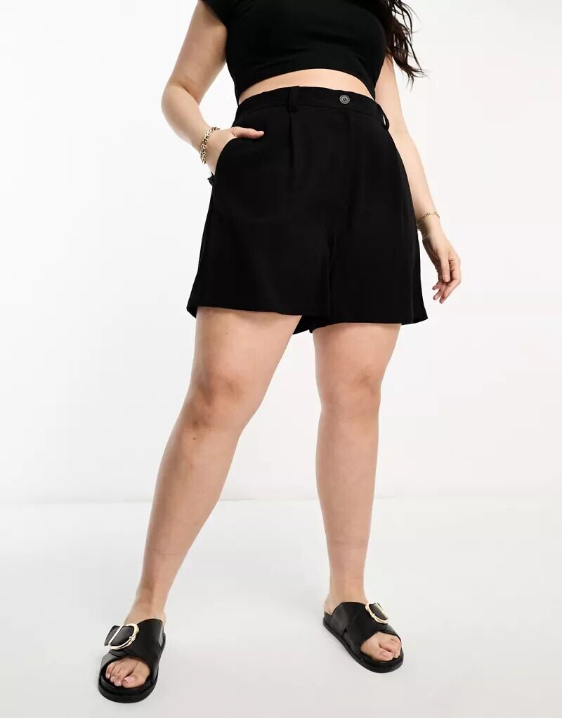 

Черные льняные шорты ASOS Curve Dad, Черный, Черные льняные шорты ASOS Curve Dad