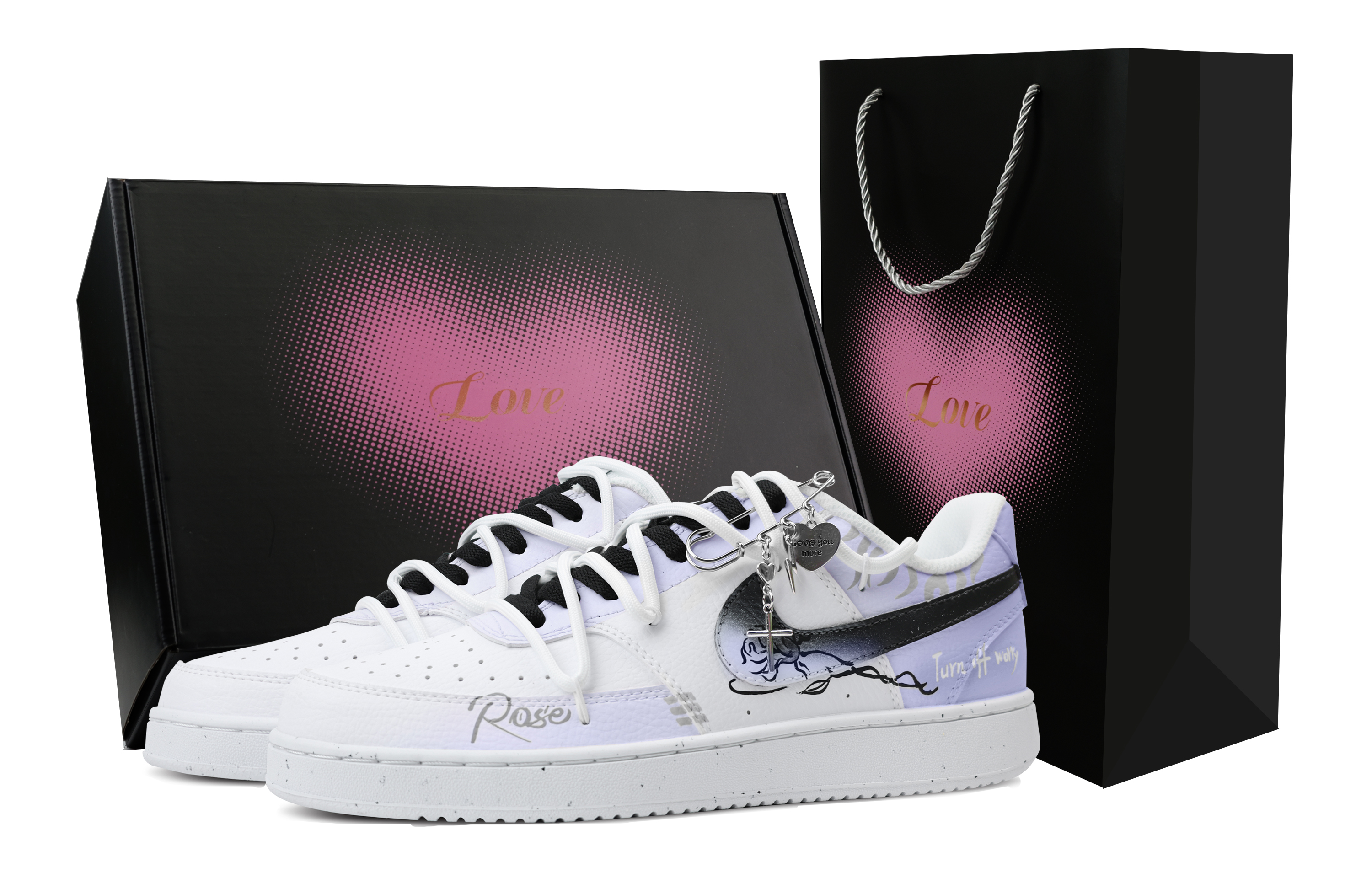 

Nike Кроссовки для скейтбординга Court Vision 1, мужские, низкие, белые/фиолетовые