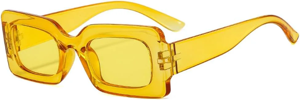 

Солнцезащитные очки для женщин в стиле ретро, ​​большая прямоугольная оправа, женские солнцезащитные очки, защита от УФ-излучения UV400 HPIRME, Yellow Yellow