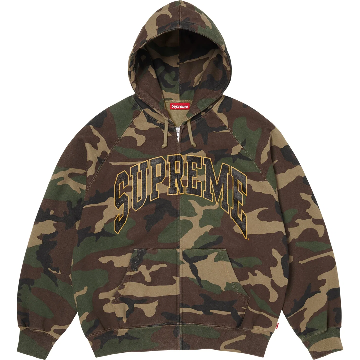 Толстовка с капюшоном и молнией Supreme Raglan Camouflage Green