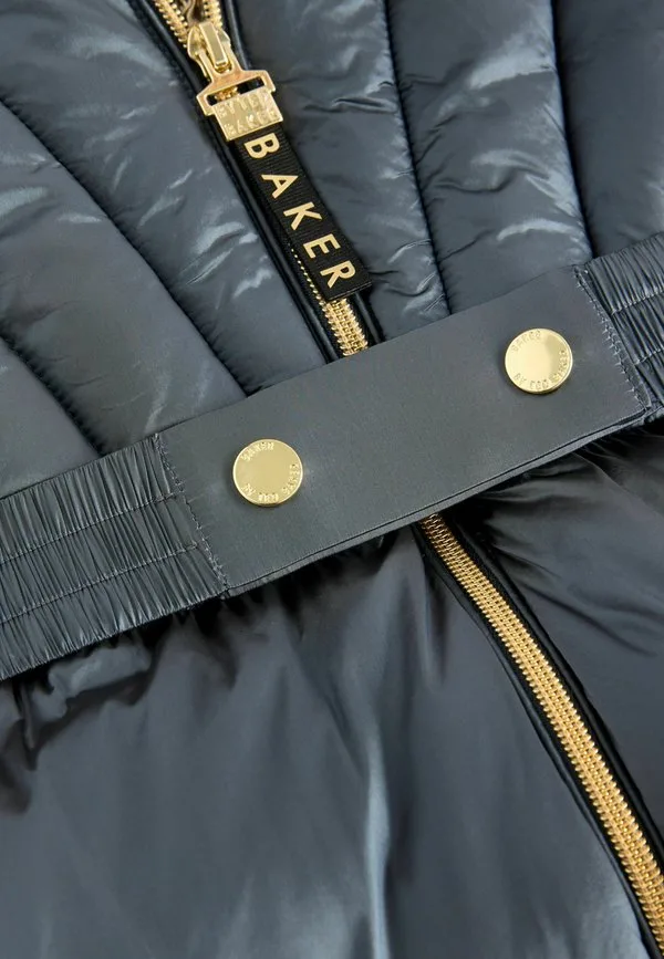 Зимнее пальто прямого кроя с жемчужным поясом Baker By Ted Baker, Navy — фото 3