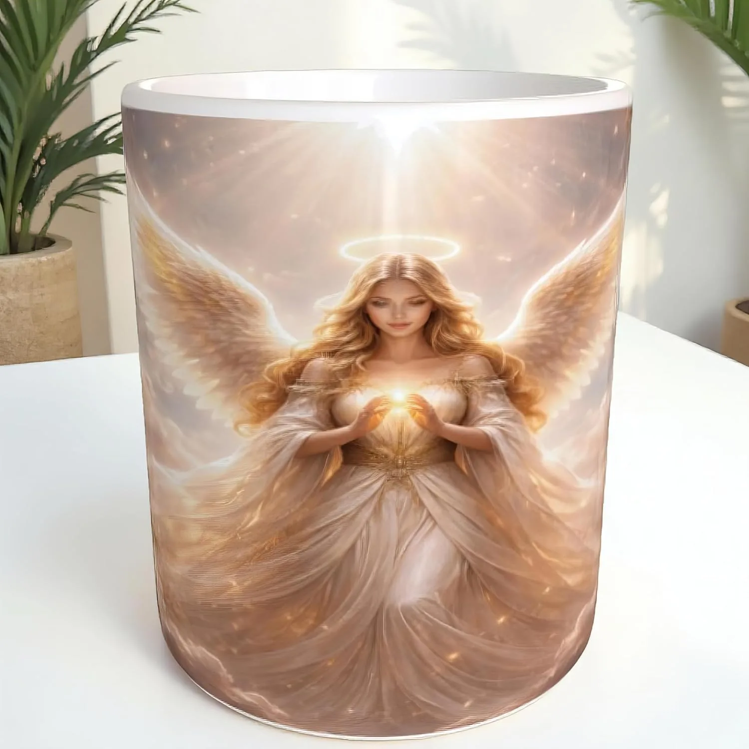 Керамическая кружка Angel Mug Guardian Angel Watercolour Sky Clouds Light Mourning Comfort Memory, белая, 330 мл Becherbude