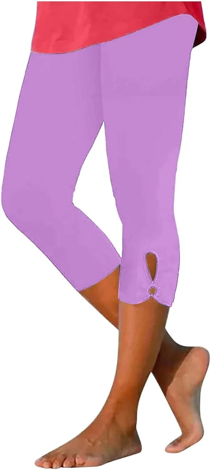 Женские капри для йоги, Hollow Out, высокие, компрессионные, Purple