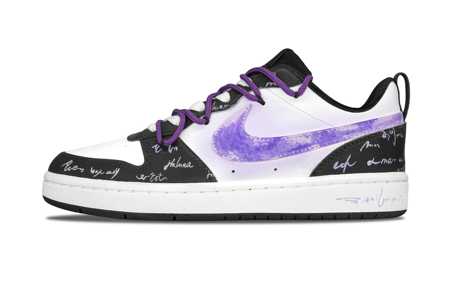 

Кроссовки Nike Court Borough Skateboarding Shoes Women's Low-top White/purple/black, фиолетовый