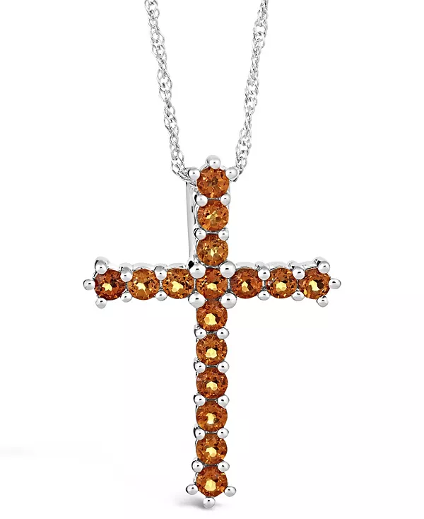 

Ожерелье с подвеской-крестом из драгоценных камней из стерлингового серебра Macy'S, citrine