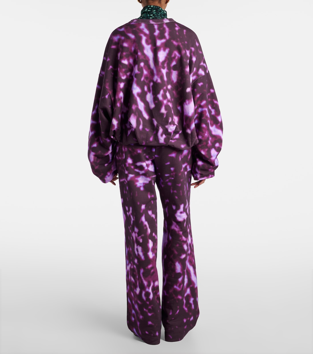 Хлопковая толстовка с принтом и драпировкой Dries Van Noten, фуксия — фото 3