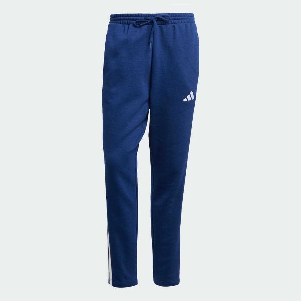 Спортивные брюки Adidas Essentials 3-Stripes Open Hem Fleece Pants, цвет Dark Blue/White — фото 4