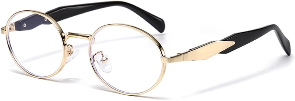 

Овальные металлические солнцезащитные очки для женщин в стиле панк, повседневные, с защитой от УФ-излучения UV400, идеально подходят для бега на открытом воздухе, занятий спортом и путешествий UYPTK, Golden Antiblue