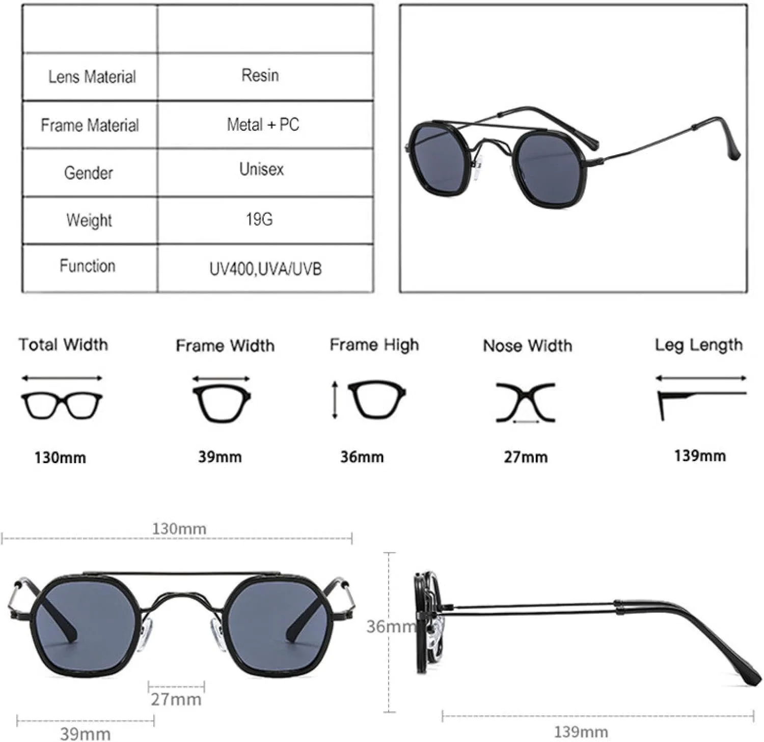 

Ретро-солнцезащитные очки Polygon для женщин, модные, с прозрачными линзами Ocean Gradient, защита от УФ-излучения UV400 для мужчин HHZZYVY, Blue Champagne