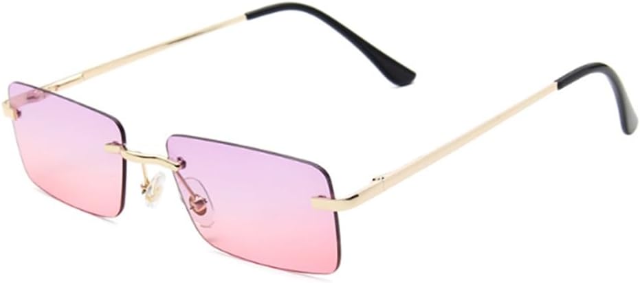 

Солнцезащитные очки без оправы прямоугольной формы для мужчин и женщин. Стильные солнцезащитные очки без оправы в винтажном стиле. Квадратные очки Weloveushop, Gold Frame Purple Pink Flakes