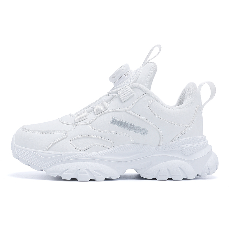 

Теплые, износостойкие, с низким верхом, детские кроссовки для повседневной жизни. BOBDOG, белый