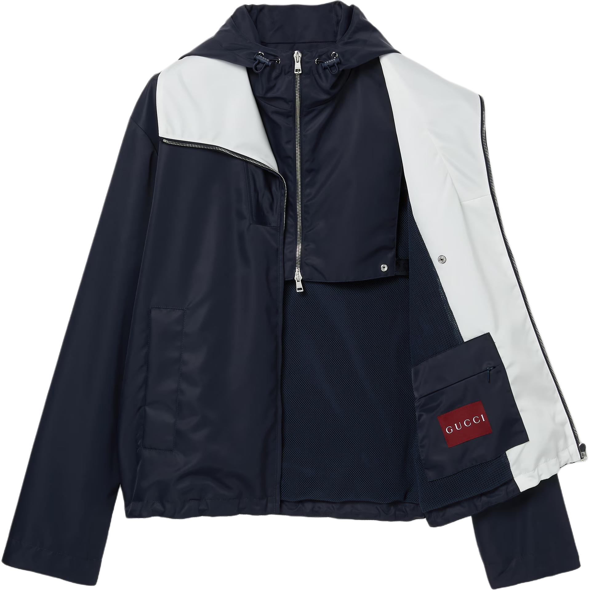 GUCCI Нейлоновая куртка твил с нашивкой, Dark Blue — фото 3