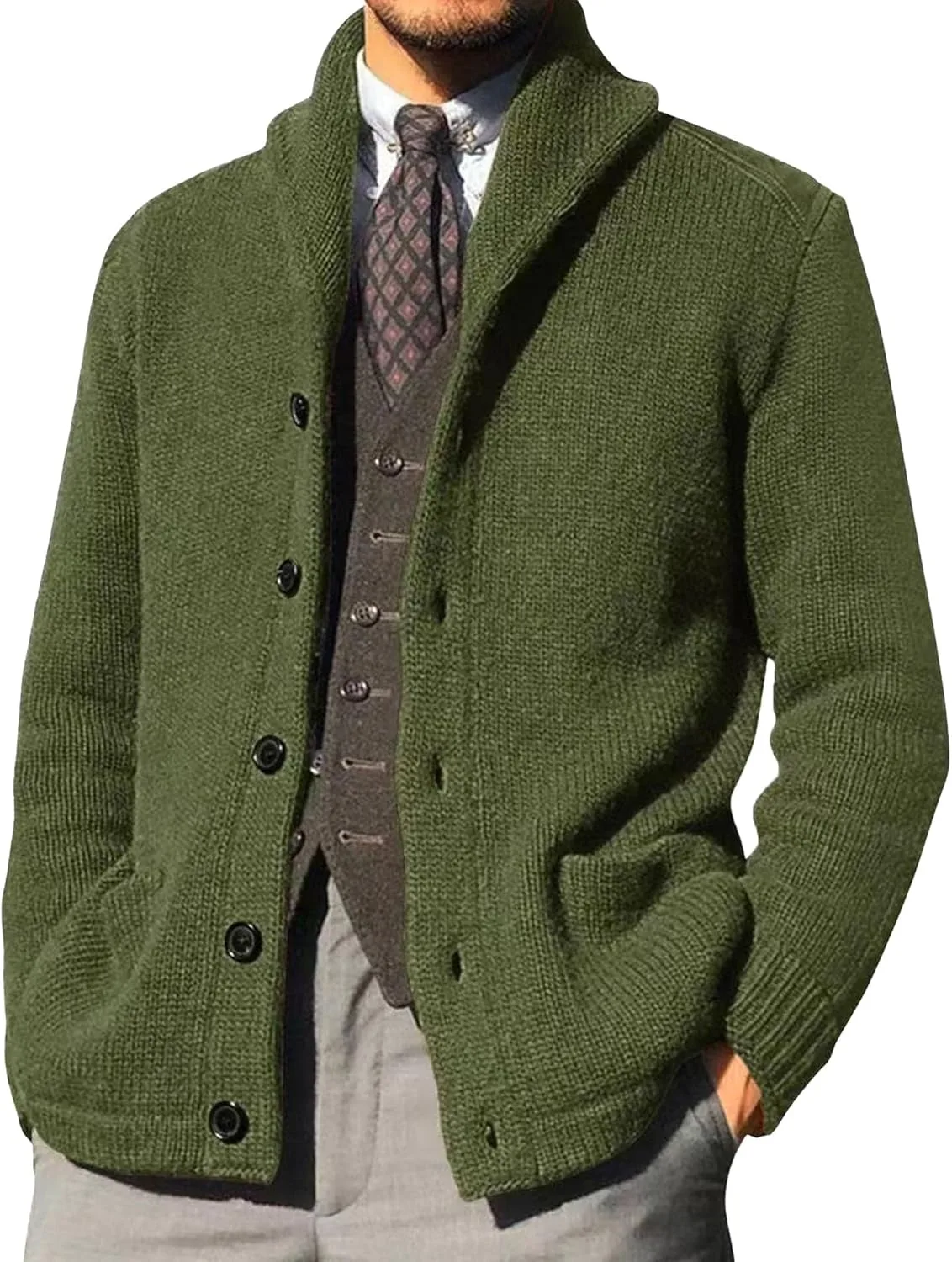 

Мужской свитер с V-образным вырезом и карманом Maiyifu-GJ