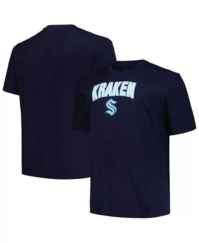 

Футболка мужская темно-синяя Seattle Kraken Big and Tall Arch Over с логотипом Profile