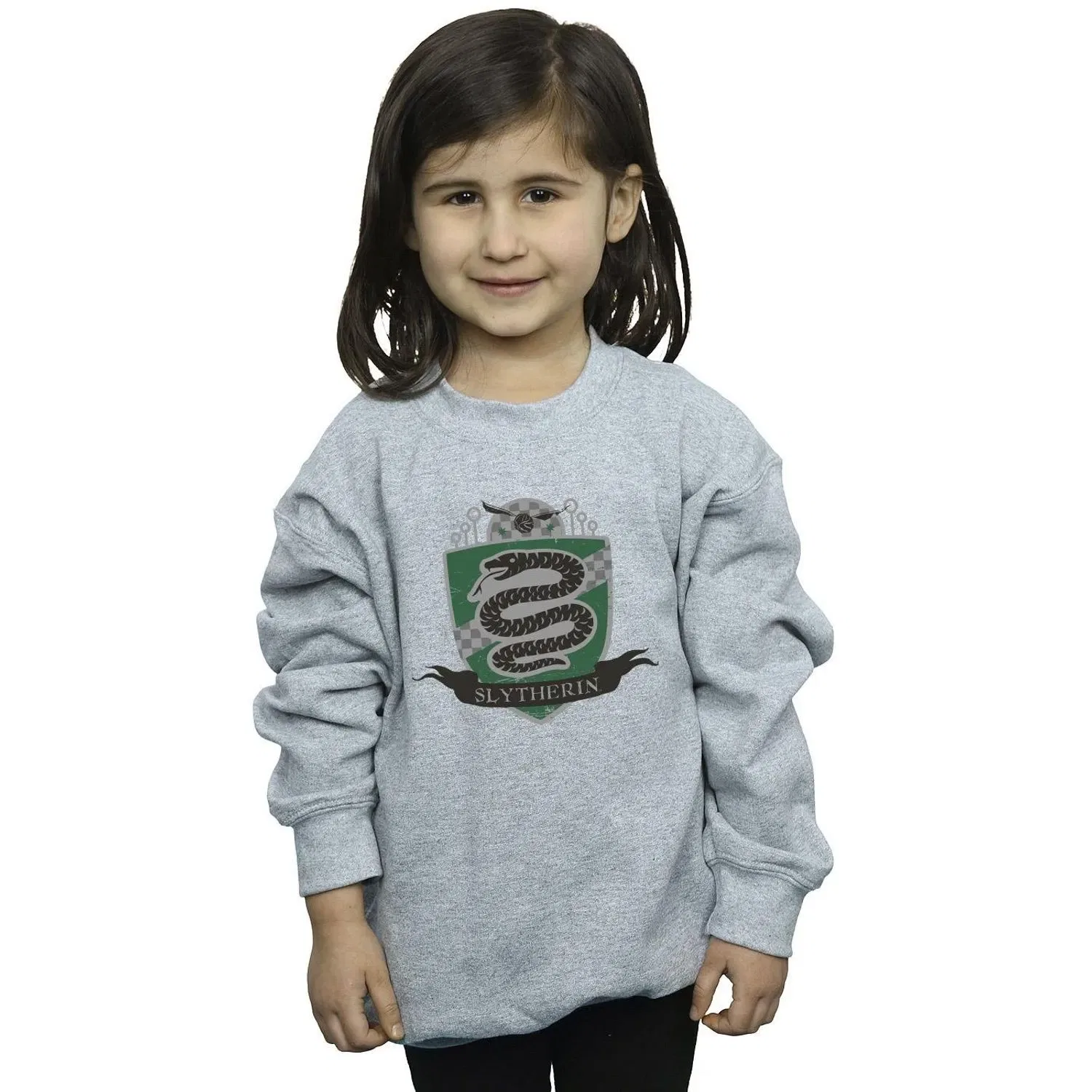 Свитшот с принтом Slytherin Harry Potter, серый