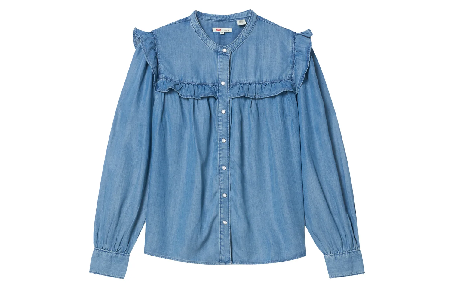 Levis Рубашка женская синяя с круглым вырезом из тонкого денима