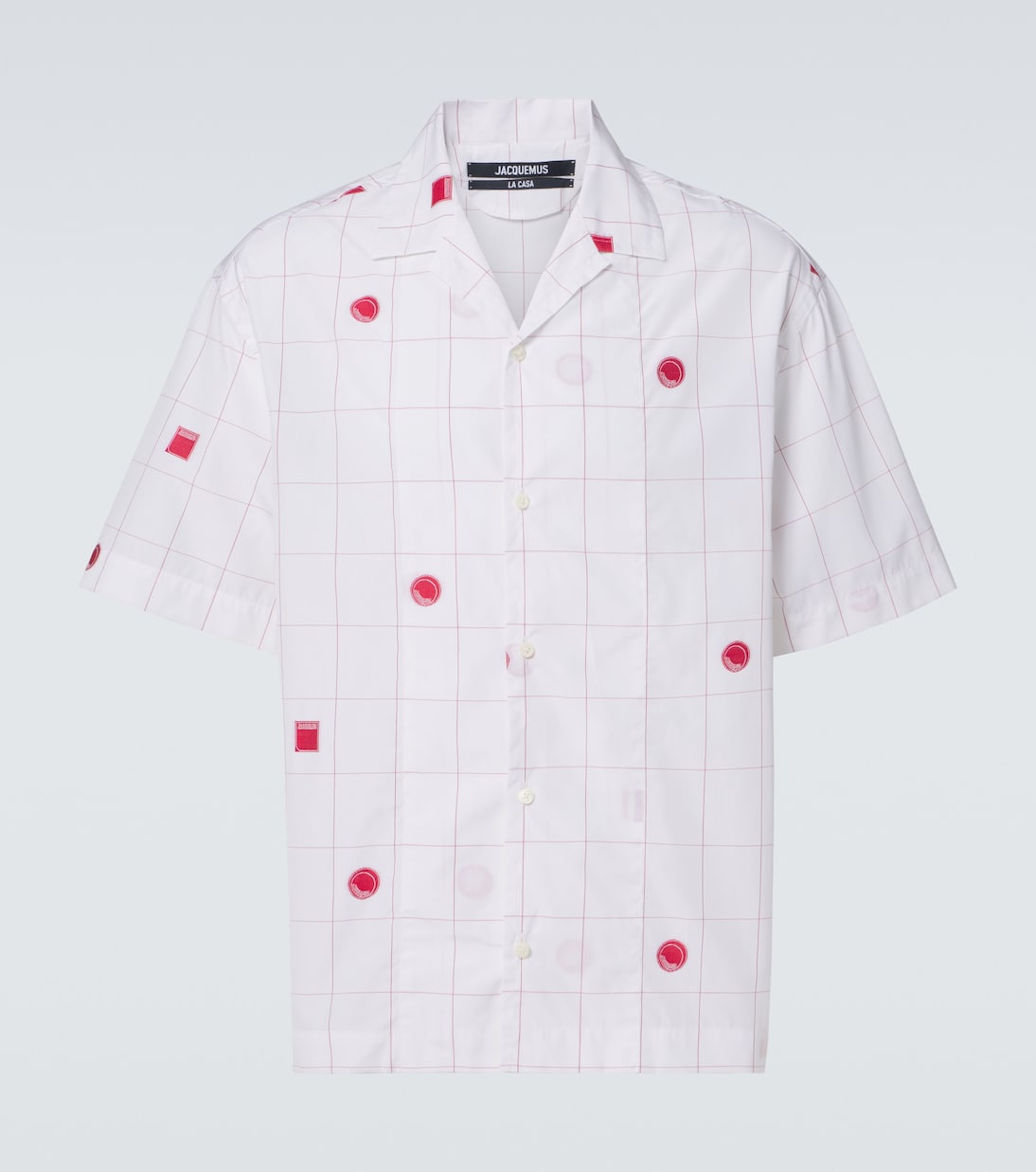 

Рубашка для боулинга из хлопкового жаккарда в клетку Jacquemus, Jacqd Lab Check Red White