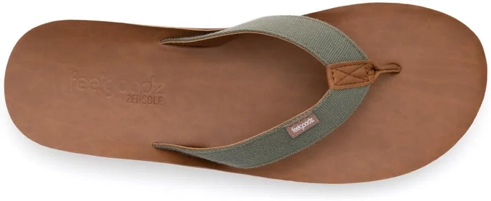 Мужские водостойкие шлепанцы Feelgoodz Zensole Kinderz из веганской кожи и натурального каучука, Pine — фото 3
