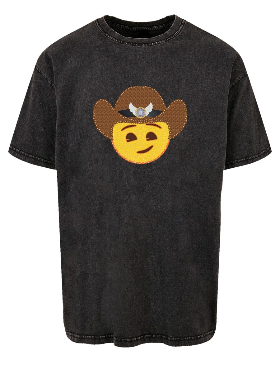

Классическая футболка emoji couture Shirt Smiling sequin yellow face with cowboy hat, черный