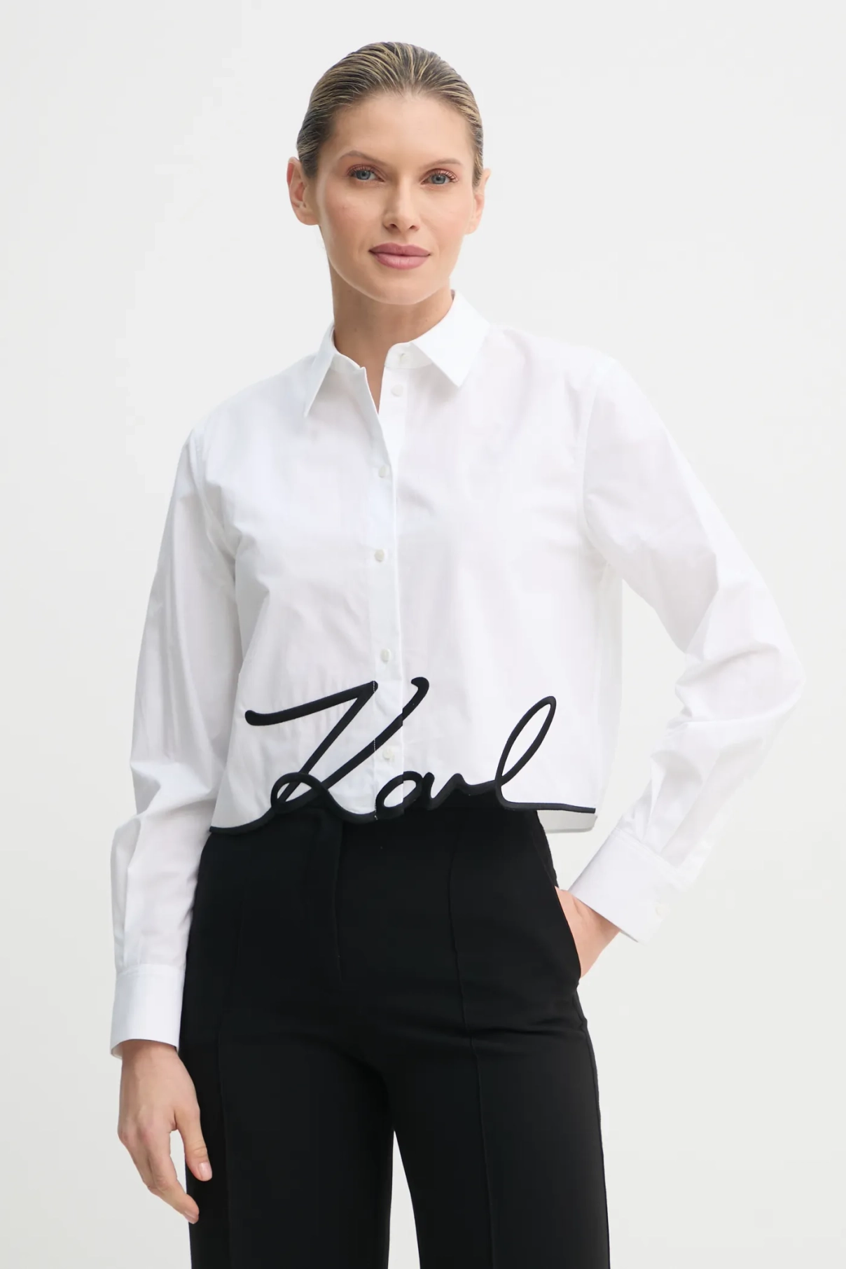 

Хлопковая рубашка Karl Lagerfeld, белый