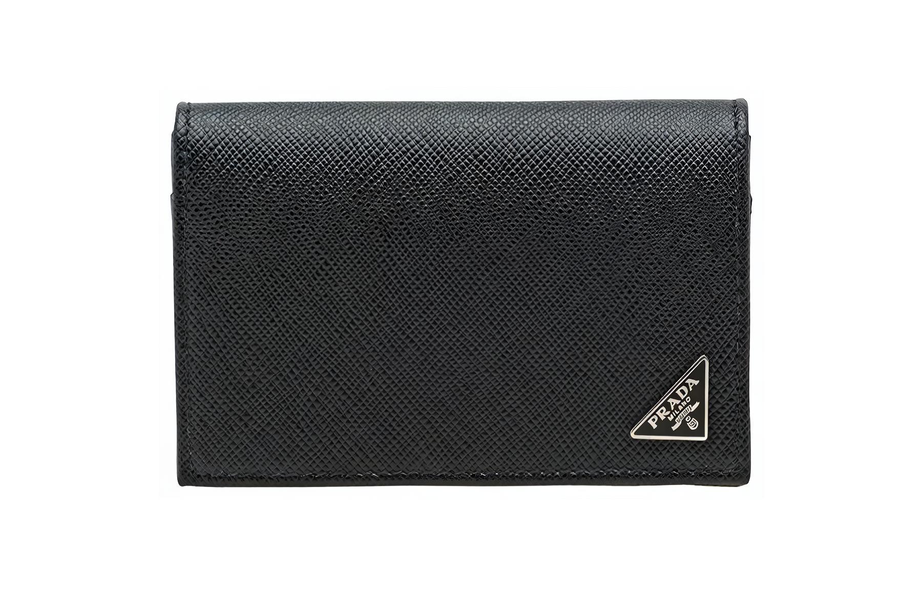 

PRADA Кожаный кошелек для карт мужской черный