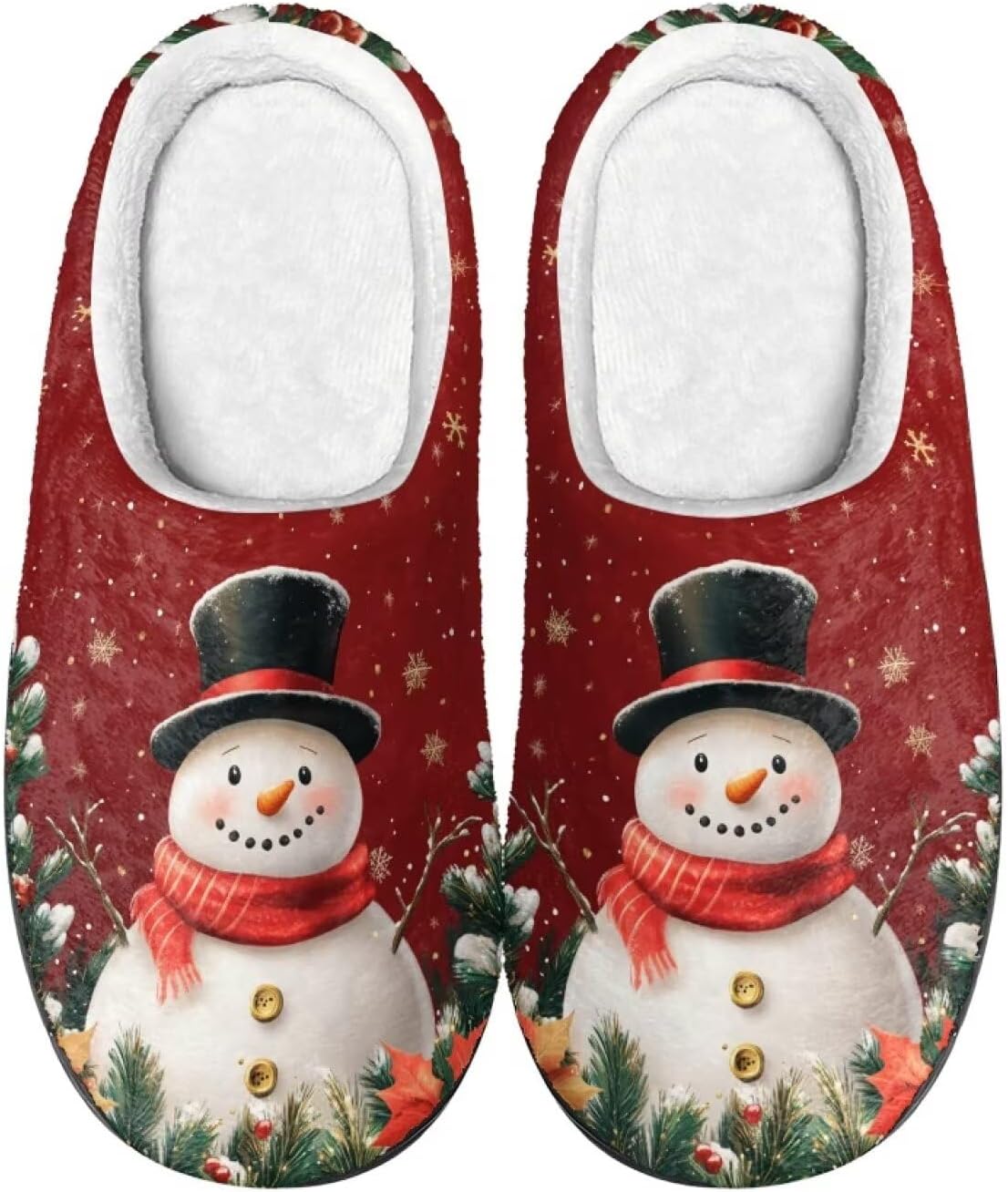 

Тапочки Showudesigns для женщин и мужчин, размер 4-12, зимние домашние тапочки, Christmas Snowman