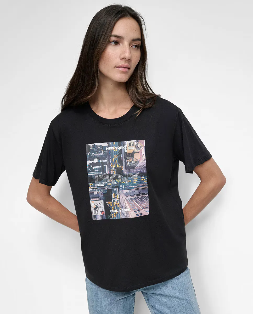 

Женская футболка с коротким рукавом и логотипом Dkny Jeans, чёрный