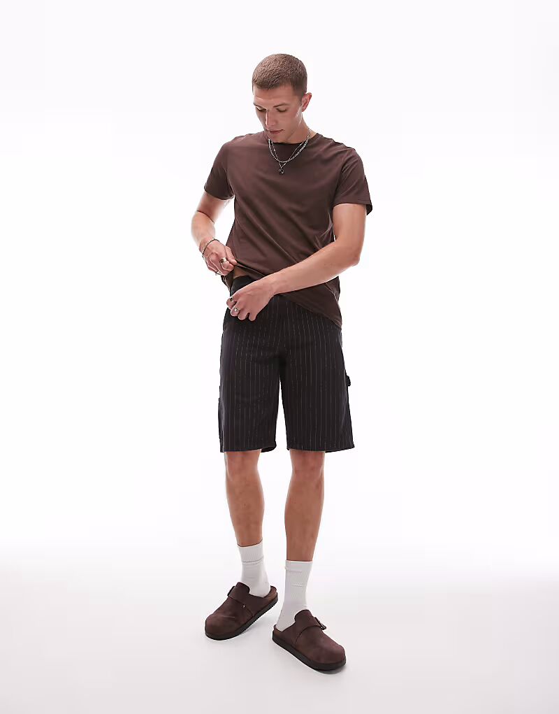 

Плотницкие шорты Dickies в тонкую полоску черного и кремового цветов