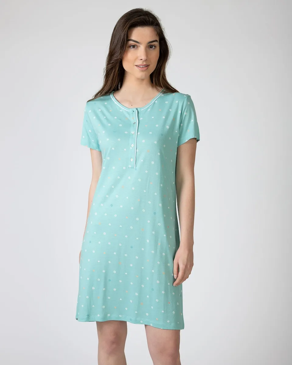 

Короткая ночная рубашка с короткими рукавами и принтом Massana, светло-голубой